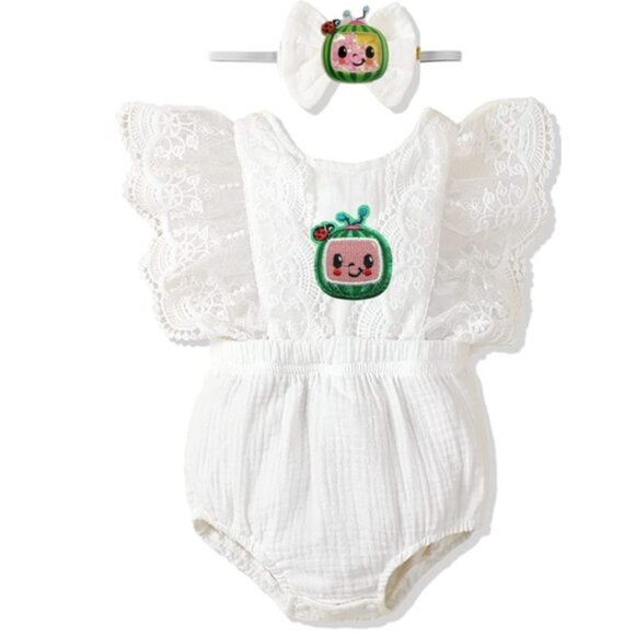 Cocomelon Dress Watermelon Outfit Romper Coco Melon Clothes First Birthday Dress - Picture 2 of 7